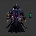 Mystical Dark Hooded Character With Purple Robe And Glowing Magic Lantern Design