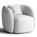 Cream Colored Upholstered Leisure Chair with Rounded Design and Geometric Pillow