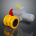 Yellow Valve Body with Gray Electric Actuator Flange Connection Mechanical Part