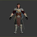 3D Fantasy Medieval Warrior Character In Armored Outfit With Metal Armor Details