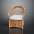 Stylish Wicker Chair With Soft White Cushion For Home Decor And Comfort
