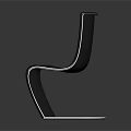 Stylish Modern Black Leisure Chair With Curved Backrest And Sleek Metal Legs