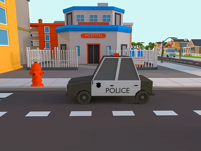 modern cartoon scene city traffic building cartoon 3d model modern cartoon scene city traffic building cartoon 3d model