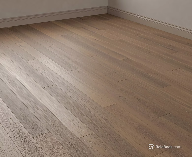 Light Tone Wooden Floor With Natural Wood Grain And White Baseboard In Room Corner 3d model 
