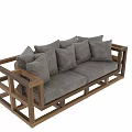 Modern Two Seater Sofa With Wooden Frame And Multiple Plush Cushions