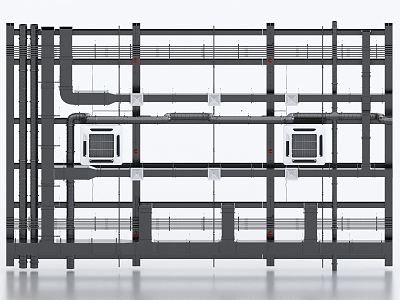 Industrial Air Duct Ceiling Air Conditioning Duct Trunking Fire Duct Air Conditioning Air Outlet Fresh Air Duct 3d model