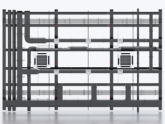 Industrial Air Duct Ceiling Air Conditioning Duct Trunking Fire Duct Air Conditioning Air Outlet Fresh Air Duct 3d model