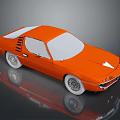 Orange Sports Car With White Roof White Wheels And Sleek Streamlined Body Design