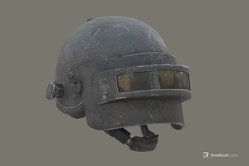 Tactical Metal Helmet With Worn Texture Transparent Face Shield And Adjustable Strap 3d model 