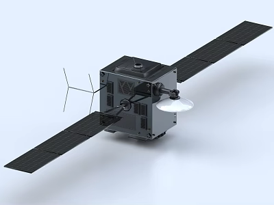 Satellite Design With Solar Panels Antenna And Communication Equipment Features 3d model