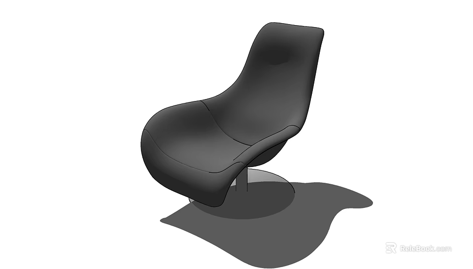 Black Modern Leisure Chair With Sleek Curved Design And Round Base 3d model 