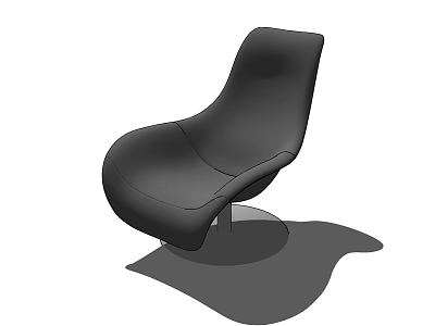 Black Modern Leisure Chair With Sleek Curved Design And Round Base 3d model