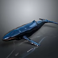 Blue Whale Decorative Model with Shiny Surface and Realistic Design on Dark 3d model