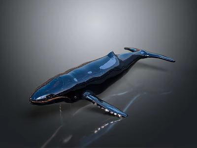 Blue Whale Decorative Model with Shiny Surface and Realistic Design on Dark 3d model