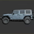 Blue Military Off Road Vehicle With Large Tires Roof Rack And Front Bumper Guard
