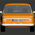 Vintage Orange Classic Car With Shiny Finish On Dark Reflective Surface