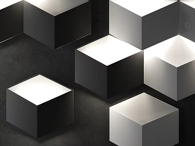 Modern Geometric Wall Lamps with Black and White Design for Interior Decor 3d model