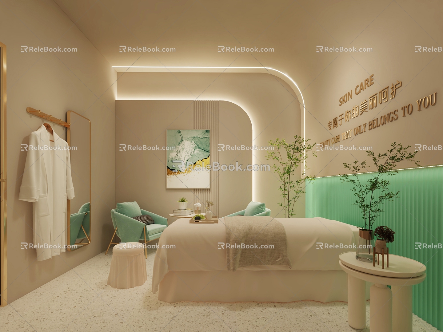 Silent SPA Beauty Room Massage Bed Leisure Sofa Hanger Nail Beauty Room Cream Beauty Room 3d model