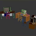 Red Orange Brown Computer Desk Setups with Monitor Chair and Unit