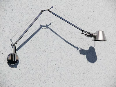 Modern Adjustable Arm Wall Lamp With Metallic Silver Shade And Wall Mounted Design 3d model