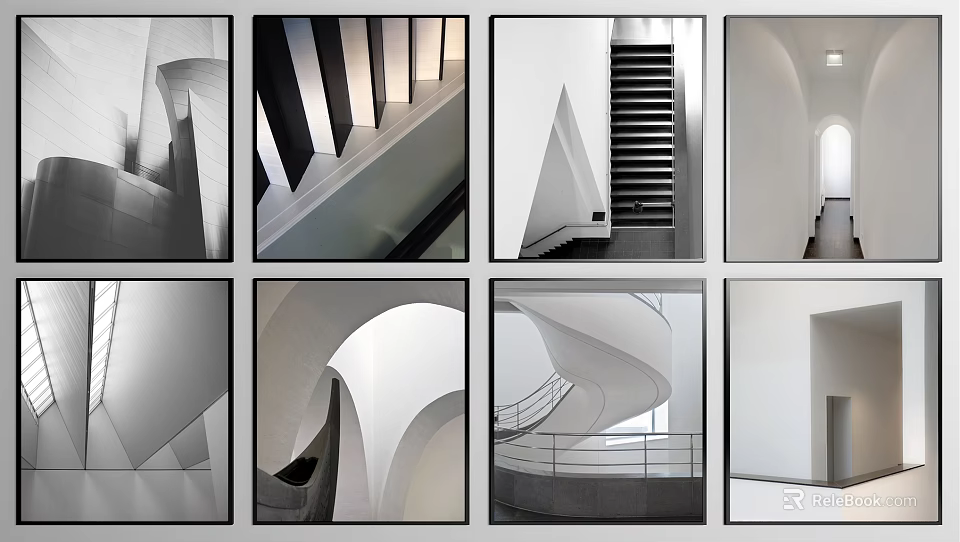 Modern Architectural Design Featuring Staircases Geometric Shapes And Light Effects 3d model 