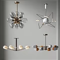 Diverse Modern Chandeliers with Unique Geometric Floral and Abstract Design Elements 3d model