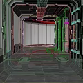Cartoon Sci Fi Corridor Scene With Futuristic Lights And Metallic Design Elements 3d model