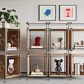 Modern Shelving Unit With Metal Frame Wooden Shelves Decorative Plants Books And Figurines