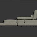 Modern L Shaped Light Beige Sofa With Comfortable Cushions And Wooden Frame