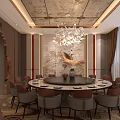 Elegant New Chinese Restaurant Private Dining Booth With Large Round Table Comfortable Sofa And Chandelier