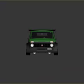 Green Small Sporty Car Featuring Black Accents Green Wheels And Roof Spoiler