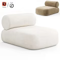 Modern Beige Fabric Single Sofa With Round Shape And Color Options 3d model