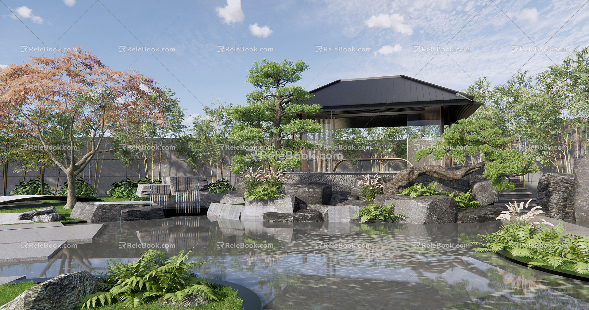 New Chinese Courtyard Courtyard Landscape 3d model