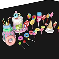 Colorful Desserts Collection With Cakes Donuts Lollipops And Ice Cream Cones