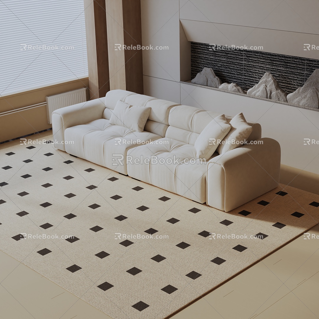 Modern three-seat sofa 3d model