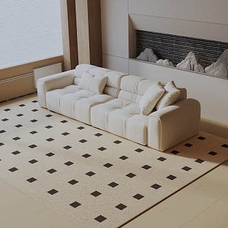 Modern three-seat sofa 3d model