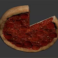 Pepperoni Pizza With Missing Slice And Crispy Crust Topped With Tomato Sauce