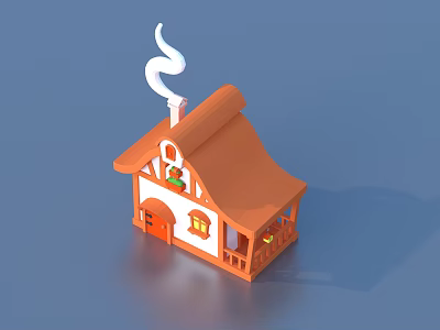 Cartoon toy building sketch 3d model