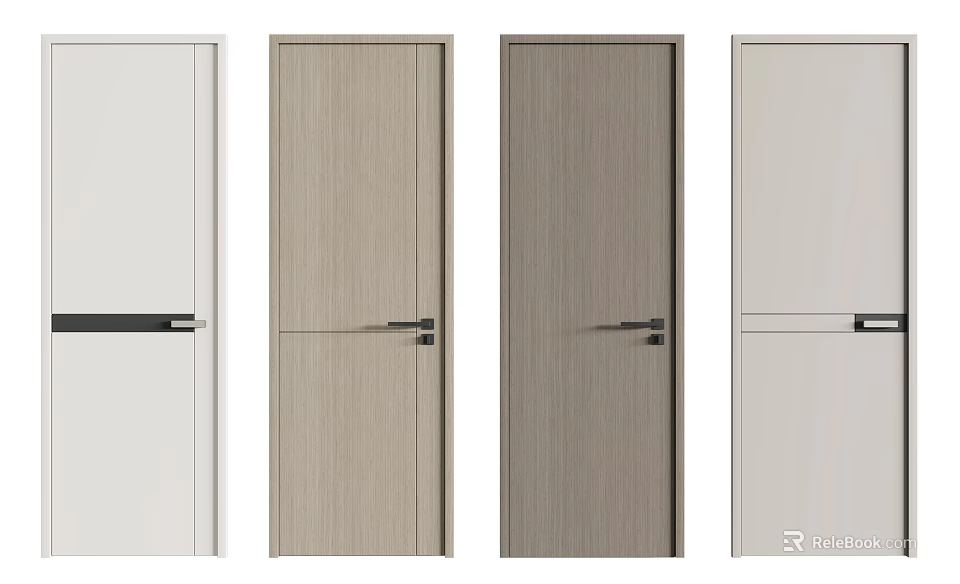 Modern Hinged Doors with Wooden and White Finishes for Contemporary Home Interior 3d model 