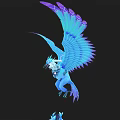 Mythical Flying Creature With Blue And Purple Wings Crown On Head And Ice Crystal Decorations