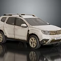 White SUV Featuring Rugged Vintage Textured Body And Golden Alloy Wheels