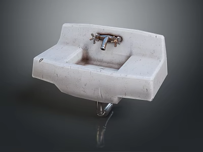 Classic White Ceramic Sink with Chrome Faucet for Home Bathroom Use 3d model