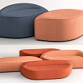 Modern Sofa Stools With Round Shapes And Multicolor Upholstery For Living Space