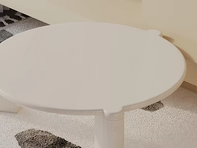 Modern Sofa and Coffee Table Set With White Round Tabletop and Soft Carpet Design 3d model