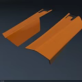 Two Orange Aircraft Wing Components Displayed On Gray Background Surface 3d model