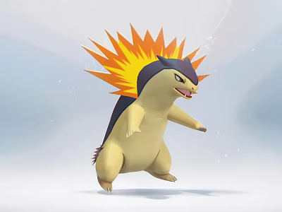 Plush Hedgehog Toy with Spiky Orange Back Yellow Body Black Head in Dynamic Jumping Pose 3d model