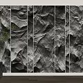 Natural Rock Texture Wall Decor With Multiple Panels And Potted Plant