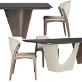 Modern Dining Table Set With Unique Leg Design And Sleek Woven Chairs 3d model