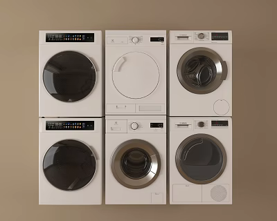 White Washing Machines Various Modern Models With Front Load Design For Home Use 3d model