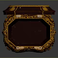 Ornate Octagonal Decorative Box With Gold Dark Color Intricate Carvings And Open Lid